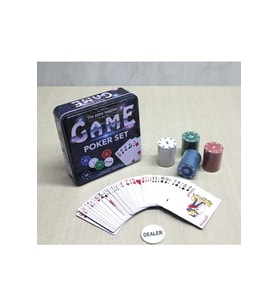 Kişiye Özel Metal Kutulu 80 Chip Ve 1 Adet İskambil Kağit Setine Sahip Poker Oyunu - 15x15cm