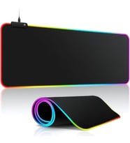 Lexroo Rgb Led Işıklı Gaming Mousepad Düz Siyah Kaymaz Tabanlı Kenarları Dikişli Suya Dayanıklı