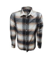 Ronex R00710 Erkek Oduncu Cepsiz Düğmeli Kareli Gömlek - R00710 - Siyah - ST00710-Siyah-XXL (Açık Kahverengi)