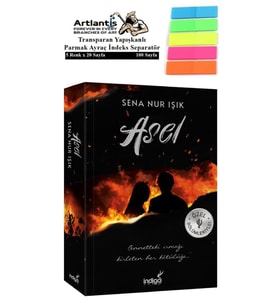 Asel 499 Sayfa Karton Kapak Sena Nur Işık 1 Adet Fosforlu Transparan Kitap Ayraç 1 Paket (Renksiz)