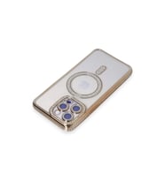 İphone 14 Pro Kılıf Joke Simli Magneticsafe Kılıf - Gold