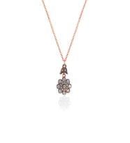 Gümüş rose zirkon taşlı elmas montürlü çiçek modeli kolye SGTL11462ROSE