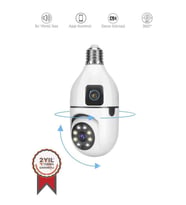 CMR-13 Çift Kameralı 360° Full Hd 1080p Ampül Smart Ip Güvenlik Kamerası (Beyaz)