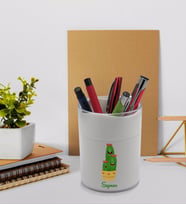BK Gift Kişiye Özel Kaktüs Tasarımlı Beyaz Akrilik Kalemlik - Model 9
