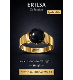 Sertifikalı Şungit Doğal Taş Yüzük – Kader Dönüşüm Enerji Ayarlanabilir
