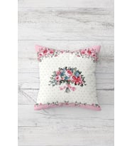 Buket Çiçek Desenli Modern Çift Tarafı Baskılı Gizli Fermuarlı Yastık Kılıfı Kırlent Koltuk Kılıfı (Pembe)