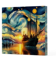 Van Gogh 2 Gemi - Çizgisiz Yan Boyamalı Defter