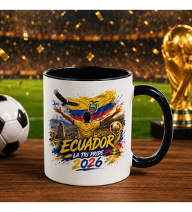 BK Gift Ekvator Taraftar Temalı 2026 Dünya Kupası Tasarımlı Siyah Kupa Bardak