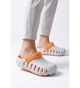 Twingo Buz-Turuncu Eva Hafif Rahat Yumuşak Taban Unisex Sabo Terlik Havuz Bahçe Terliği 2504
