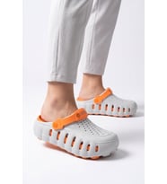 Twingo Buz-Turuncu Eva Hafif Rahat Yumuşak Taban Unisex Sabo Terlik Havuz Bahçe Terliği 2504