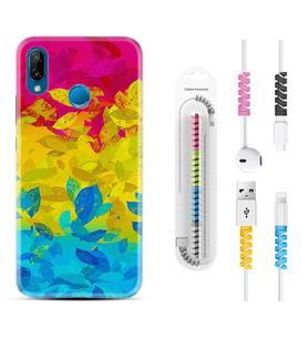 Huawei P20 Lite Mate 10 20 Lite Pro P40 Lite KılıfKablo Koruma Spiral Silikon Yapraklar 1634