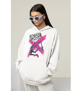 Spider-Punk Baskılı Unisex Oversize Örümcek Hoodie