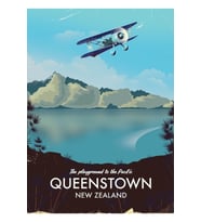 Queenstown Yeni Zelanda Pasifik'e Giden Oyun Alanı" Tablo Ahşap Poster Dekoratif