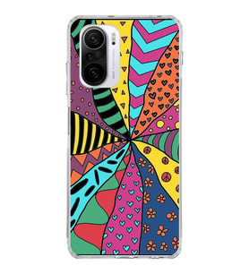 PrintiFy Xiaomi Poco F3 ile Uyumlu 1mm Slim Fit Retro Renkler 4 Baskılı Şeffaf  Kılıf