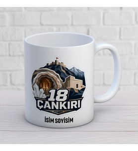Kişiye Özel 18 Çankırı Baskılı Kupa – Tuz Mağarası ve Dağ Temalı Modern İsimli Memleket Kupası