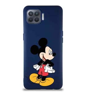 Oppo Reno 4 Lite Soft Premier Kapak Mickey Mouse-D Tasarımlı Silikon Kılıf - Lacivert (Şeffaf)