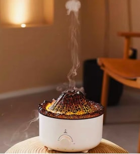 Yanardağ Ateşi Efektli Hava Nemlendirici Aromatik Oda Buhar Difüzörü ışıklı