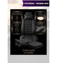 hyundai tucson 2015 Koltuk ve Kılıf uyumlu Siyah Lüks Minder Yastık 2 Minder 2 Yastık