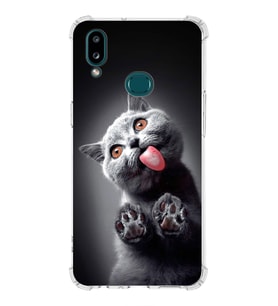 PrintiFy Samsung Galaxy A10s Uyumlu Kedi 2 Baskılı Şeffaf Köşe Korumalı Antişok Kılıf