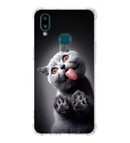 PrintiFy Samsung Galaxy A10s Uyumlu Kedi 2 Baskılı Şeffaf Köşe Korumalı Antişok Kılıf