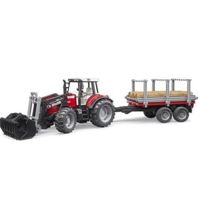 Bruder Massey Ferguson 7480 Traktör & Kütük Taşıyıcı Römork 02046