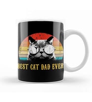 Mens Best Cat Dad Ever Funny Cat Dad Father Vintage Gift Kupa Bardak Porselen