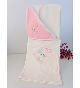 Kız Bebek Battaniye Pembe Başlıklı Soft Love Rabbit Mevsimlik Hediyelik