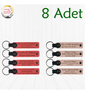 Nar Çiçeği & Pudra, 8’li Set, Kişisel Mesajlı Deri Hediyelik, Kurumsal Konferans Katılımcılarına Anı