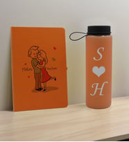 BK Gift Sevgiliye Özel İsimli Turuncu Defter ve Somon Cam Matara Hediye Seti-10, Sevgiliye Hediye, Sevgililer Günü, Yeni İş Hediyesi