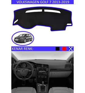 Volkswagen Golf 7 2013-2019 İçin Uygun Torpido Koruma Halısı Siyah Kenar Renk Mavi