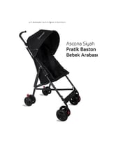 Enti Baby Ascona Siyah Pratik Baston Bebek Arabası (Düz Siyah)