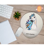 Kişiye Özel Renkli At Temalı Bilek Destekli Mouse Pad