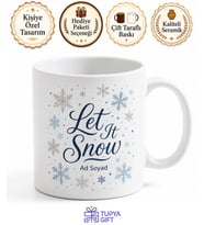 Let It Snow Yazılı Kar Yağışı Temalı Özel Tasarım Kupa Bardak Hediye