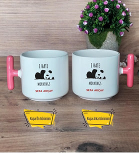 Sevimli Panda Kupa Bardak T Pembe Kulplu Arkadaşa Hediye