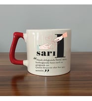 Sarıl Baskılı Kırmızı Kulplu D Kupa