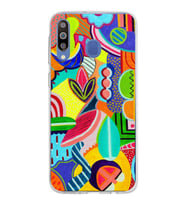 PrintiFy Samsung Galaxy M30 ile Uyumlu 1mm Slim Fit Retro Colors 6 Baskılı Şeffaf  Kılıf