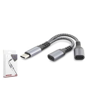 HADRON GJ-017 Type-C to 2 x Type-C Dişi Adaptör 100W - Siyah