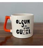 Kişiye Özel İsim Yazılı Olsun Senin G*tün Güzel Baskılı Kırmızı Kulplu D Kupa (Beyaz)