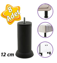 8 Adet Metal Destek Ayağı 12 Cm Siyah Mobilya Kanepe Baza Koltuk Ayakları Metrik 8 Civatalı İnce Diş
