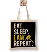 Eat Sleep Law Repeat School Lawyer Gift Bez Çanta Uzun Saplı