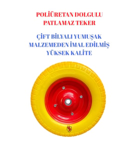 Adige Çift Bilyalı Patlamayan Yumuşak Dolgulu El Arabası Tekeri
