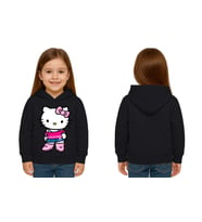 Unisex hello kity  Baskılı Çocuk Swaetshirt  Baskılı Kapüşonlu 3 İplik Şardonlu (Siyah)