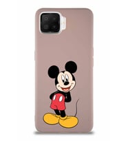 Oppo A73 Soft Premier Kapak Mickey Mouse-B Tasarımlı Silikon Kılıf - Pudra (Şeffaf)