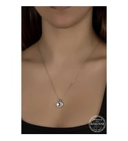 Ucarticaret S-warovski Crystal Taşlı Çerçeveli Gümüş Kadın Kolye
