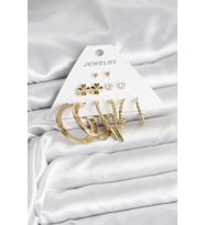 Pirinç Gold Renk 6 Çift Kadın Küpe Seti - TJ-BKP11325