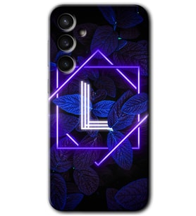 Galaxy S23 FE Kılıf HD Desen Baskılı Arka Kapak - Dark Neon Yaprak L Harfi