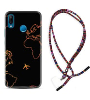 Huawei P20 Lite Mate 10 20 Lite Pro P40 Lite KılıfBoyun Asklı Rasta Silikon Harita ve Uçak 1777