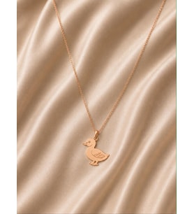 Kişiye Özel 925 Ayar Gümüş Minimal Ördek Figürlü Kolye (Rose)