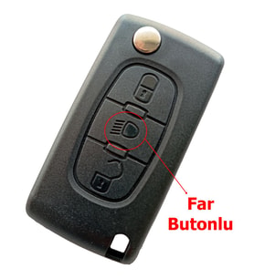 Citroen Berlingo C3 C4 C5 Uyumlu 3 Tuşlu Kumanda Anahtar Kabı Oto Anahtarlık Pil Yataklı Logolu