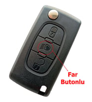Citroen Berlingo C3 C4 C5 Uyumlu 3 Tuşlu Kumanda Anahtar Kabı Oto Anahtarlık Pil Yataklı Logolu